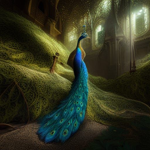 Detailed Peacock Matte Painting in Fantasy Style