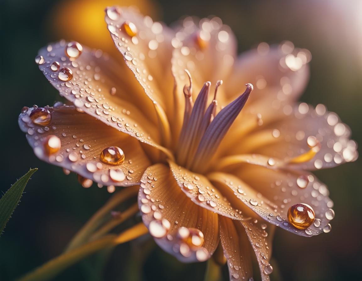 Dew-Kissed Flower in Golden Hour Light
