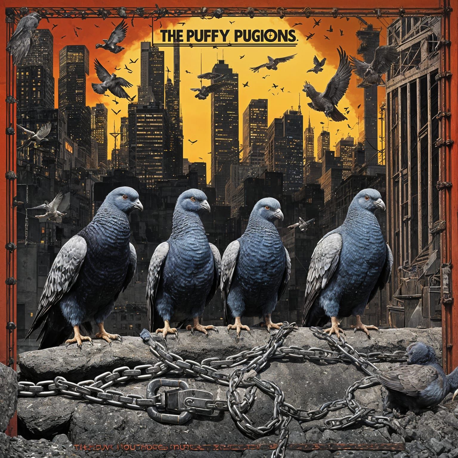 Puffy Pigeons Rock Band Album Cover Art