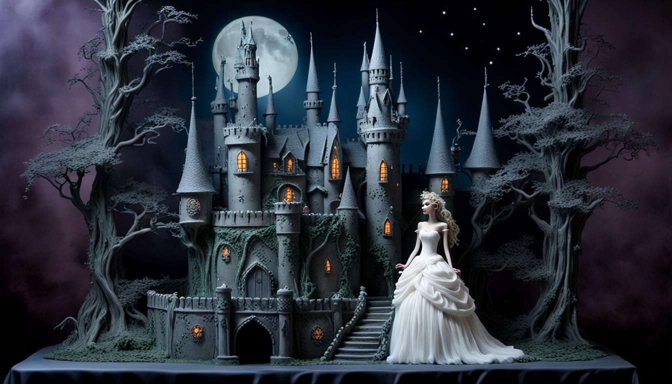 Reanimated bride Elaborate 20 tier castle cake sculpture at ...