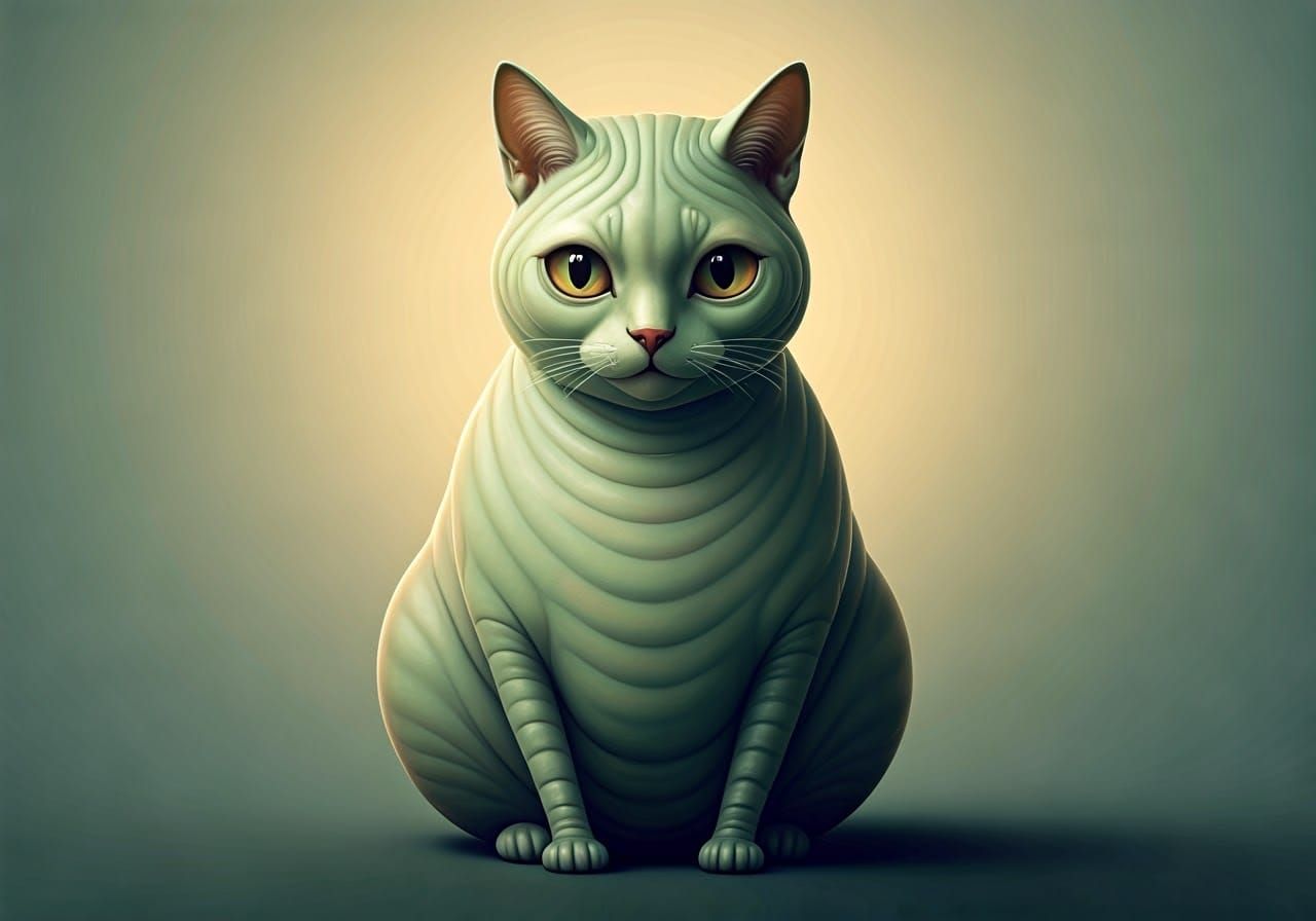 Biomechanical Feline in Soft, Muted Colors