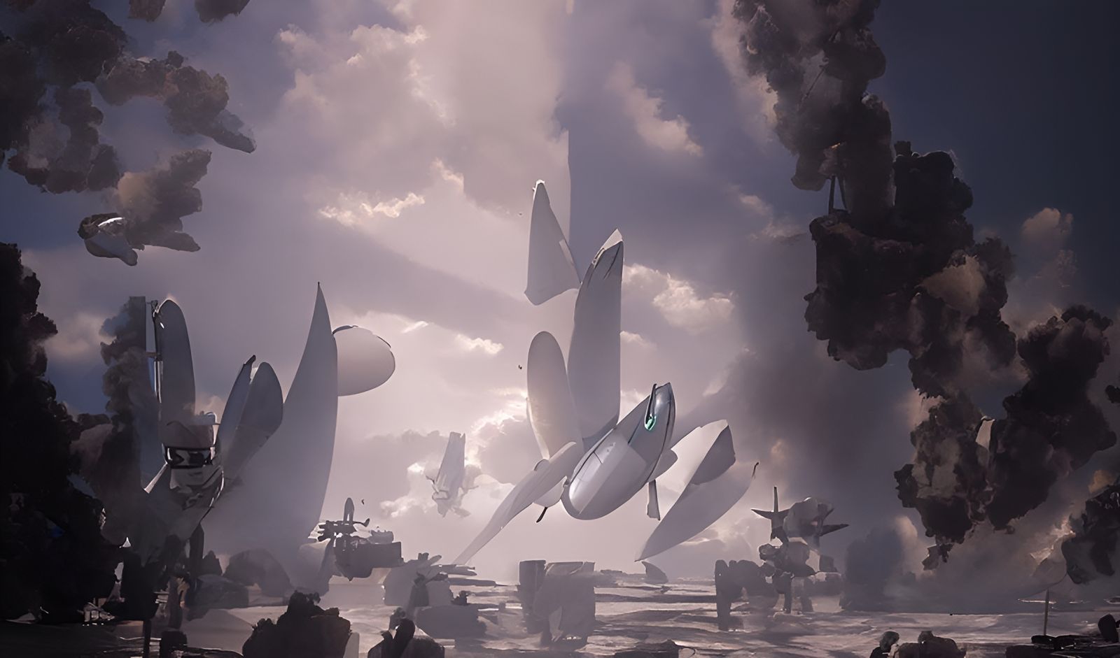 Dieselpunk Airship Battle in Anime Style