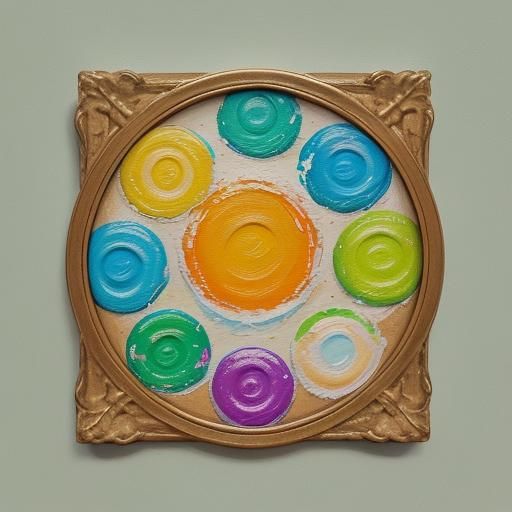 Acrylic Pouring Painting with Colorful Circles in Impasto St...