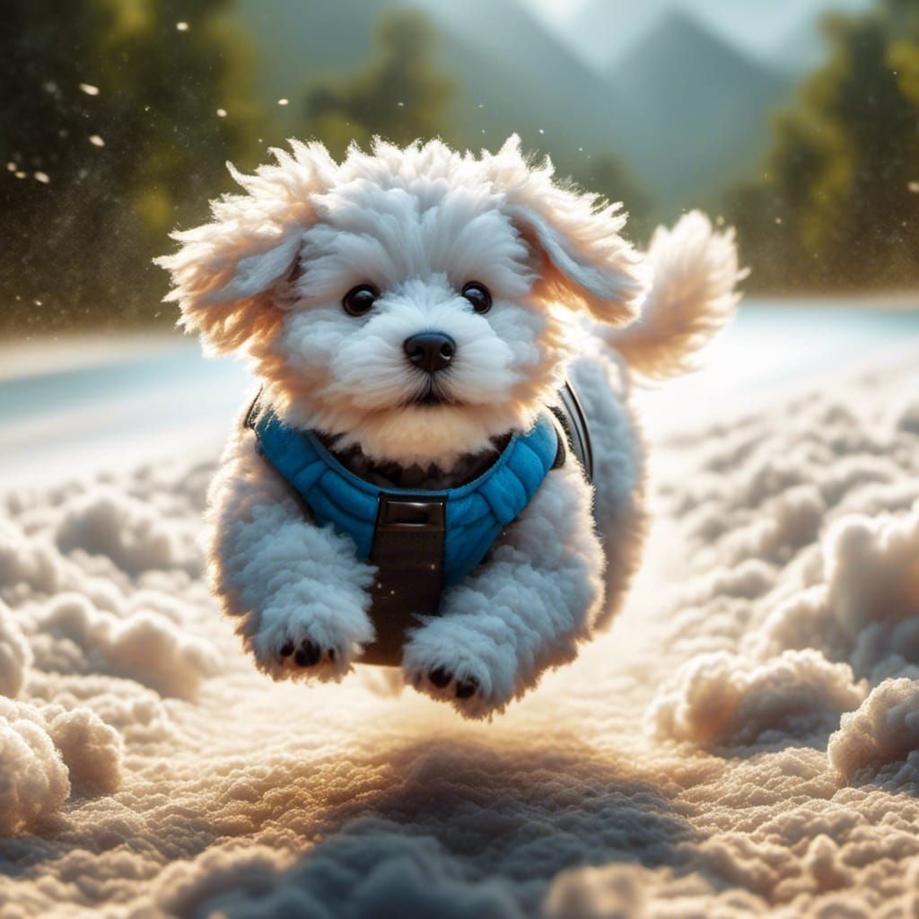 Puppy Gliding Forward in Flight