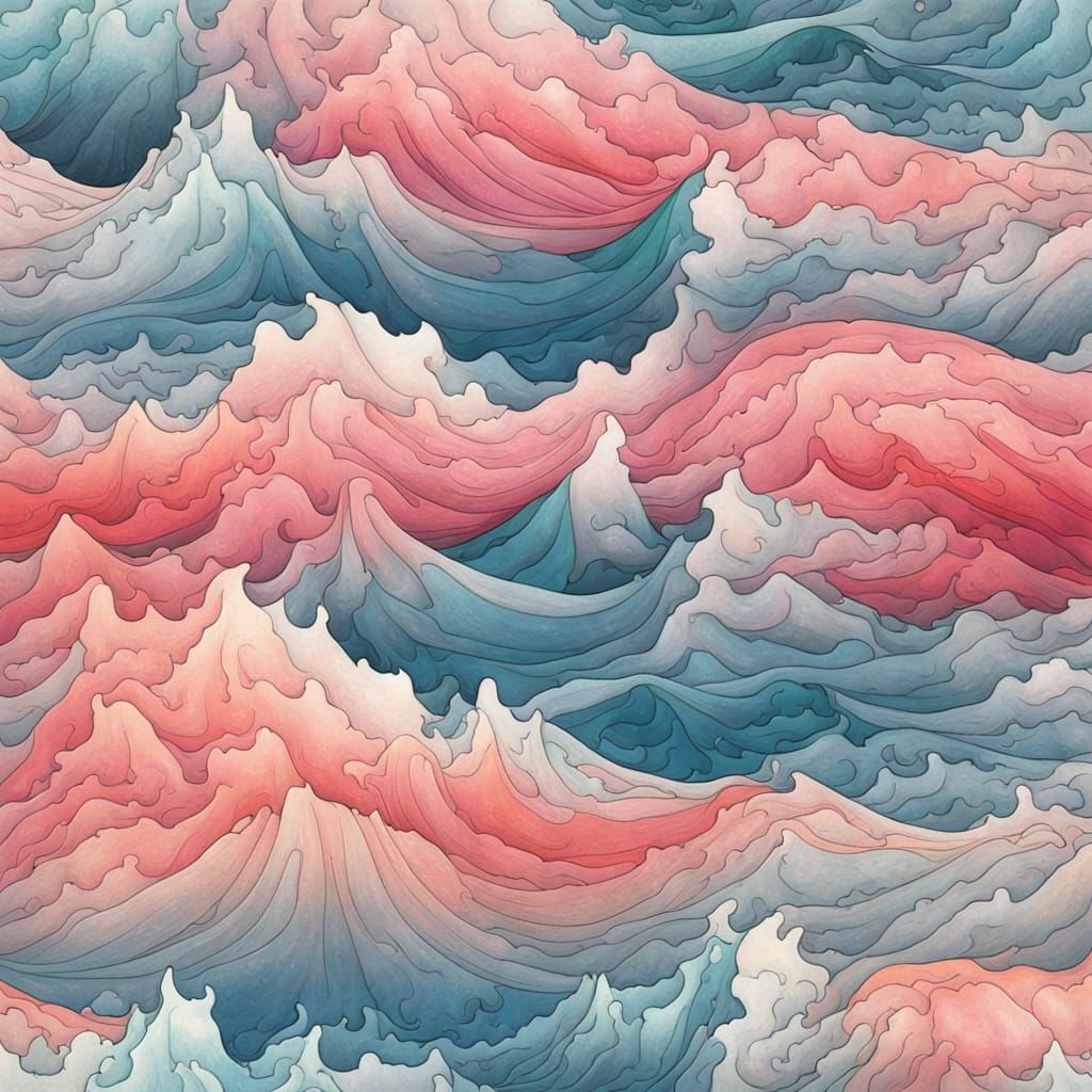 Surreal Sunset Waves in Emotional Wash