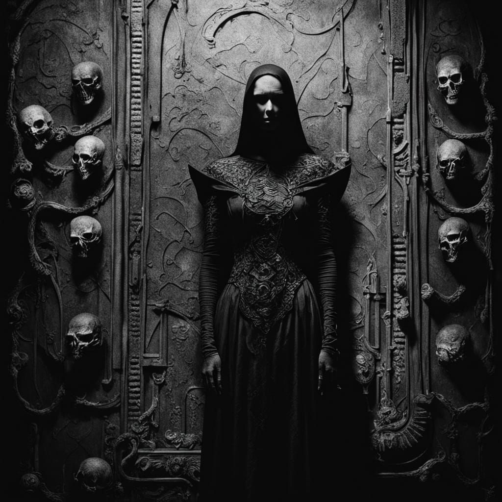 Goth Model in Moody Coffee Shop