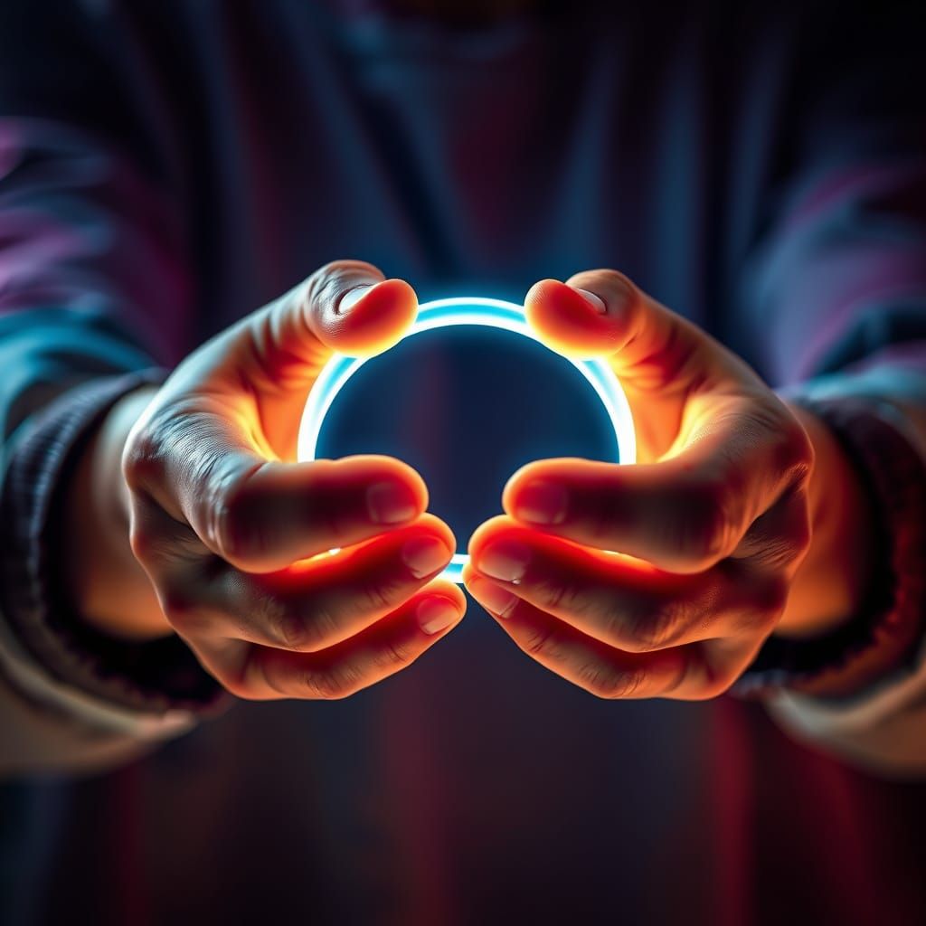 Glowing Rubber Band Symbolizing Flexibility: Digital Art