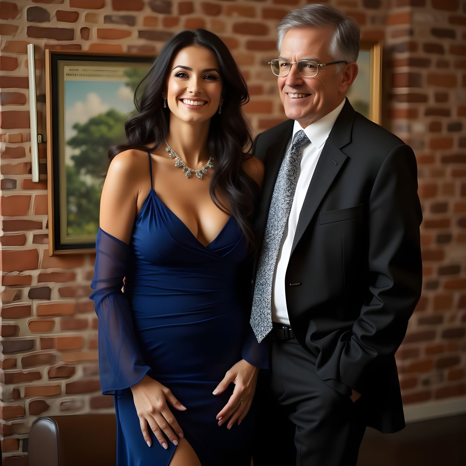 Joyful Middle-Aged Couple Reminiscing: Double Exposure Art