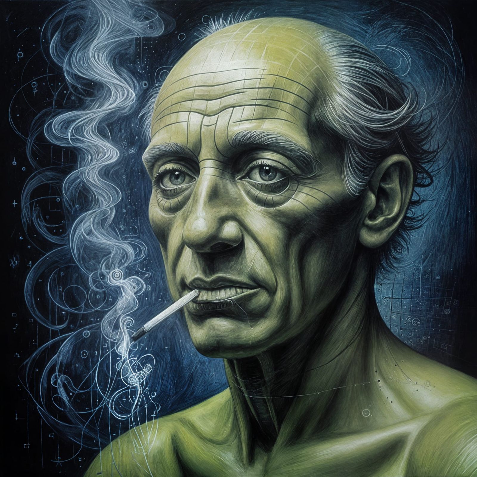 Cybernetic Entity in Hyperdetailed Charcoal Drawing