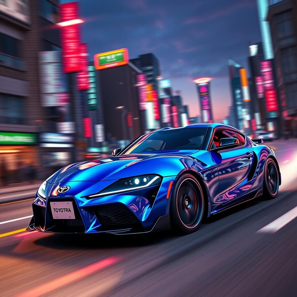 Toyota Supra Races Through Neon Cityscape