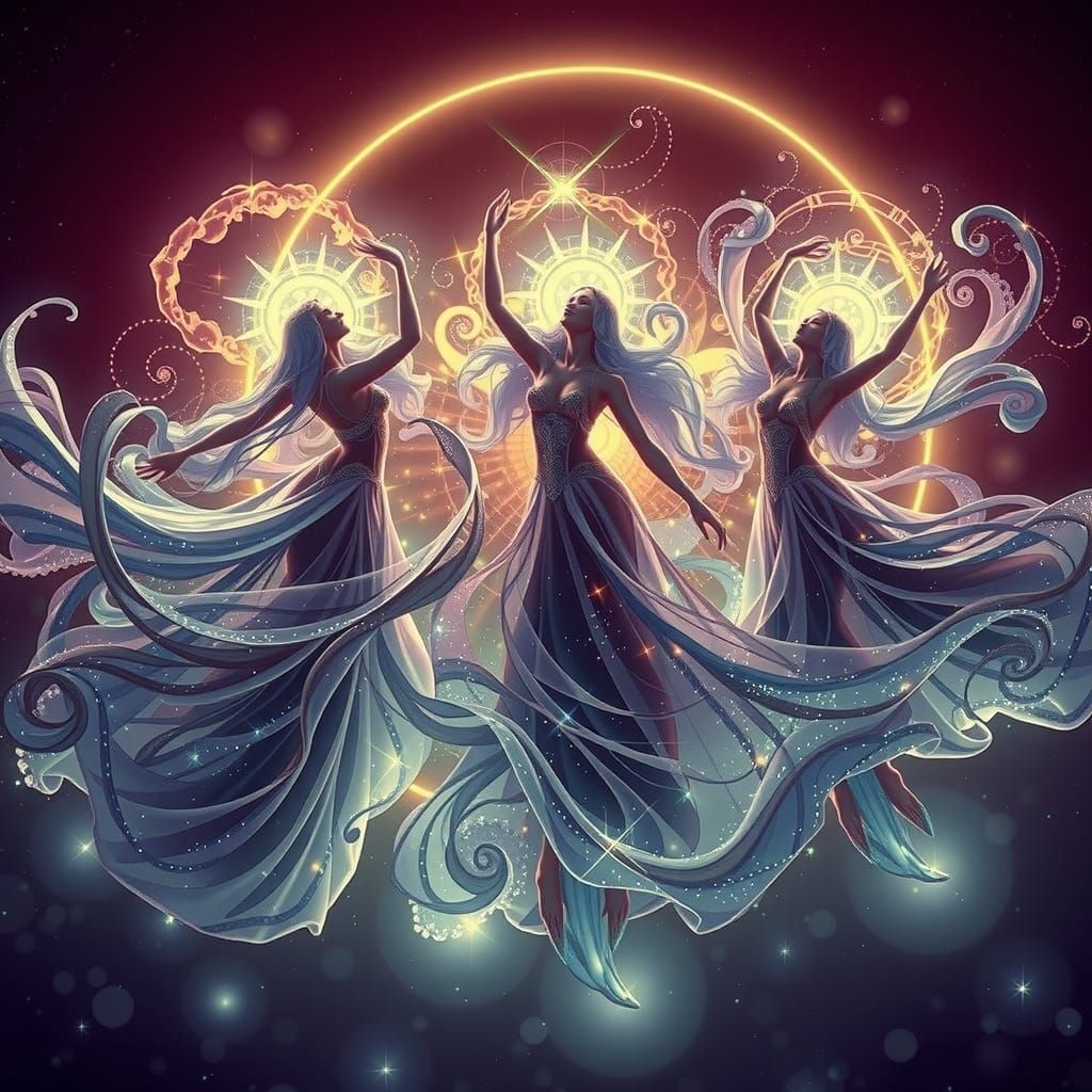 Bioiluminescent Goddesses Dance in Ethereal Fantasy