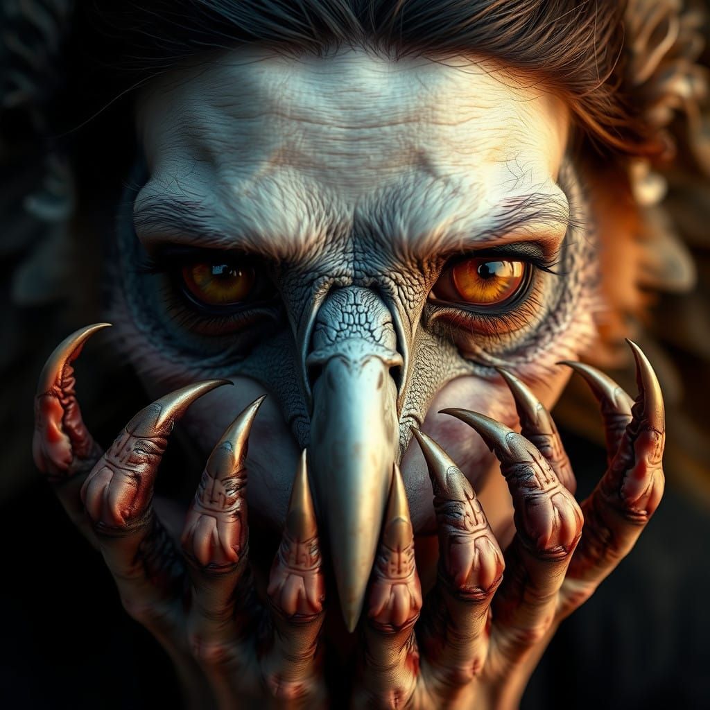 Monstrous Avian Women in Wild Portrait