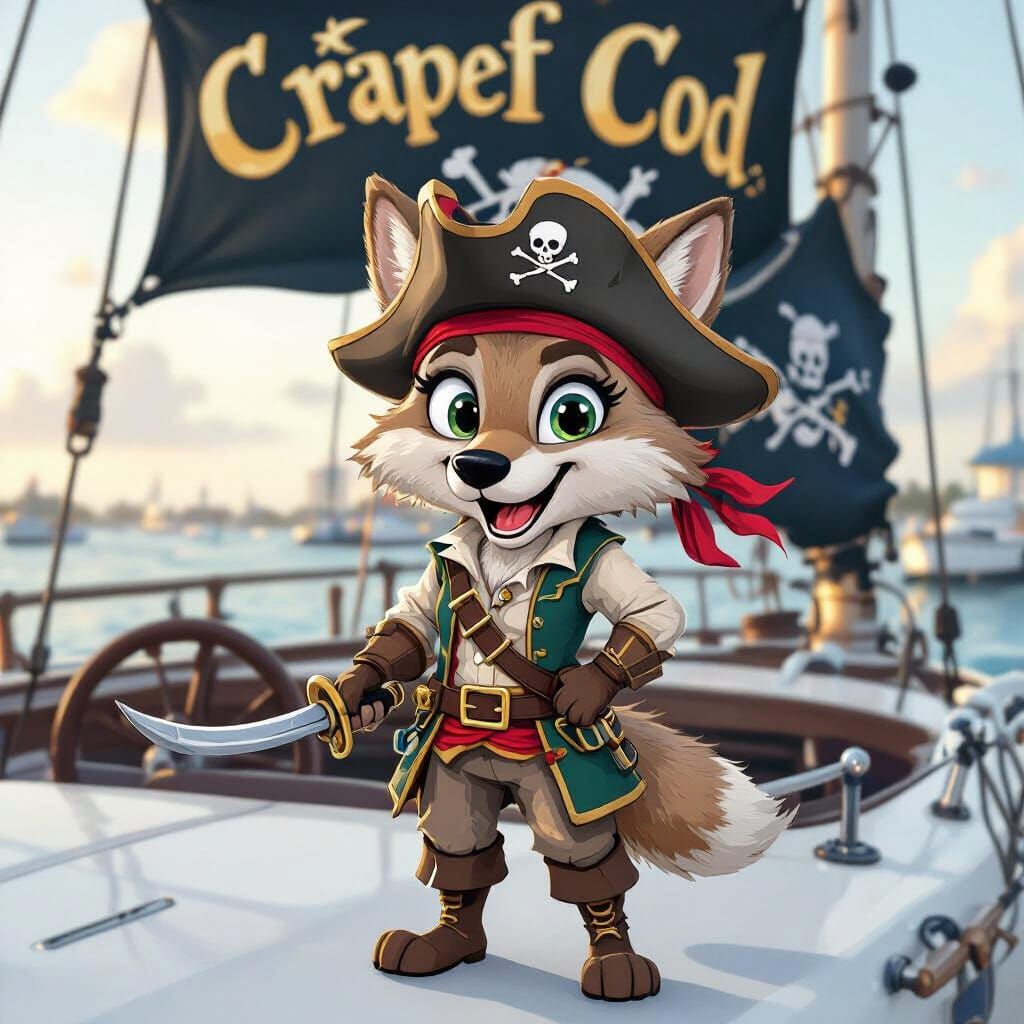 Cartoon Coyote Pirate Mascot for Radio Station