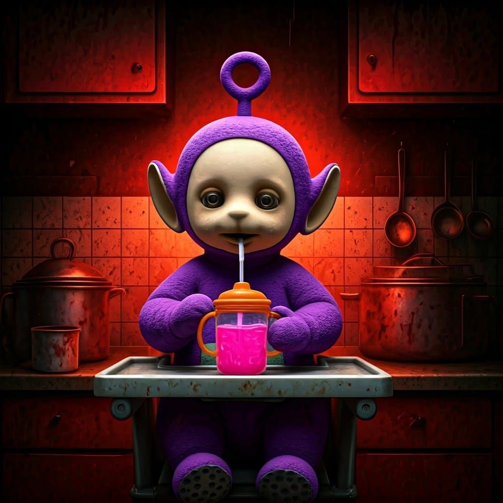 Abandoned Child in Dark, Industrial Kitchen