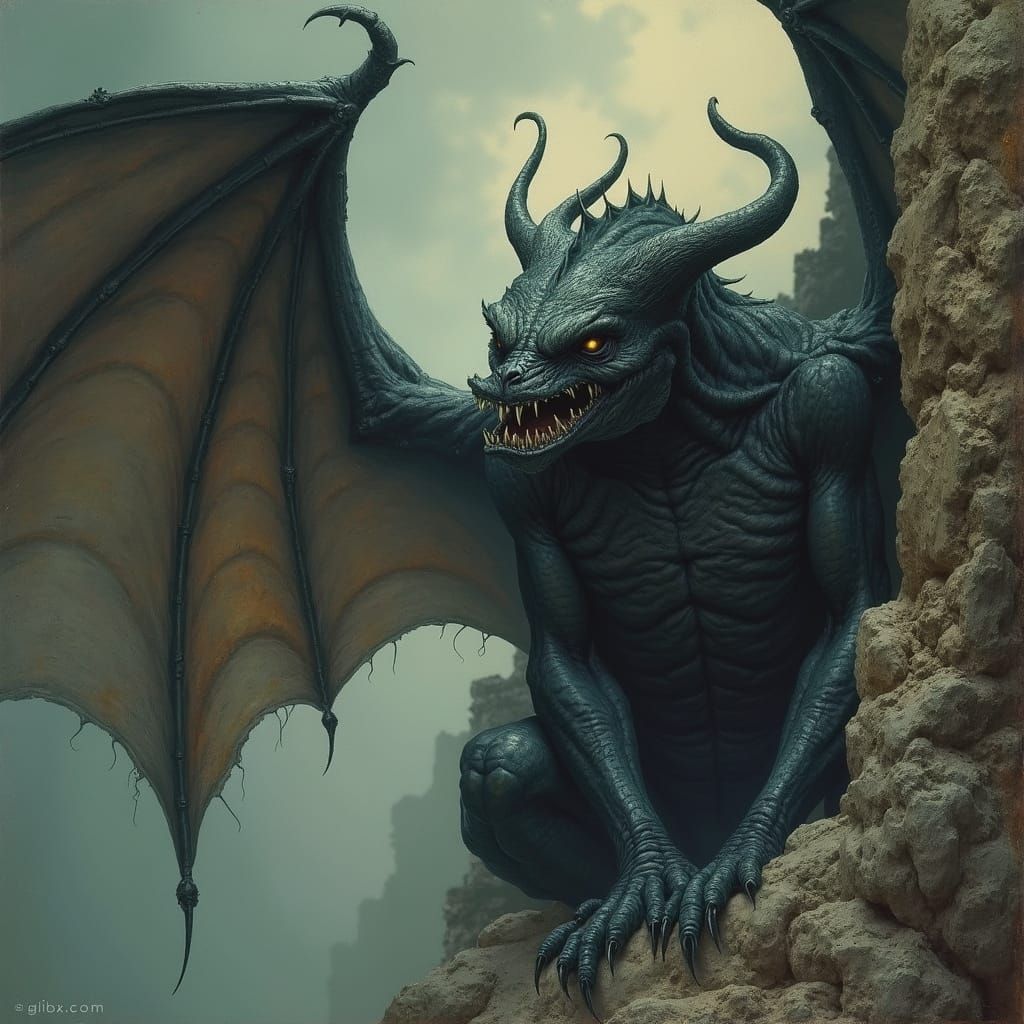 Gothic Gargoyle in Dark Fantasy Style