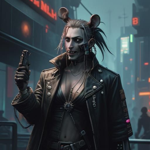 Cyberpunk Rat Pirate in Digital Art Style