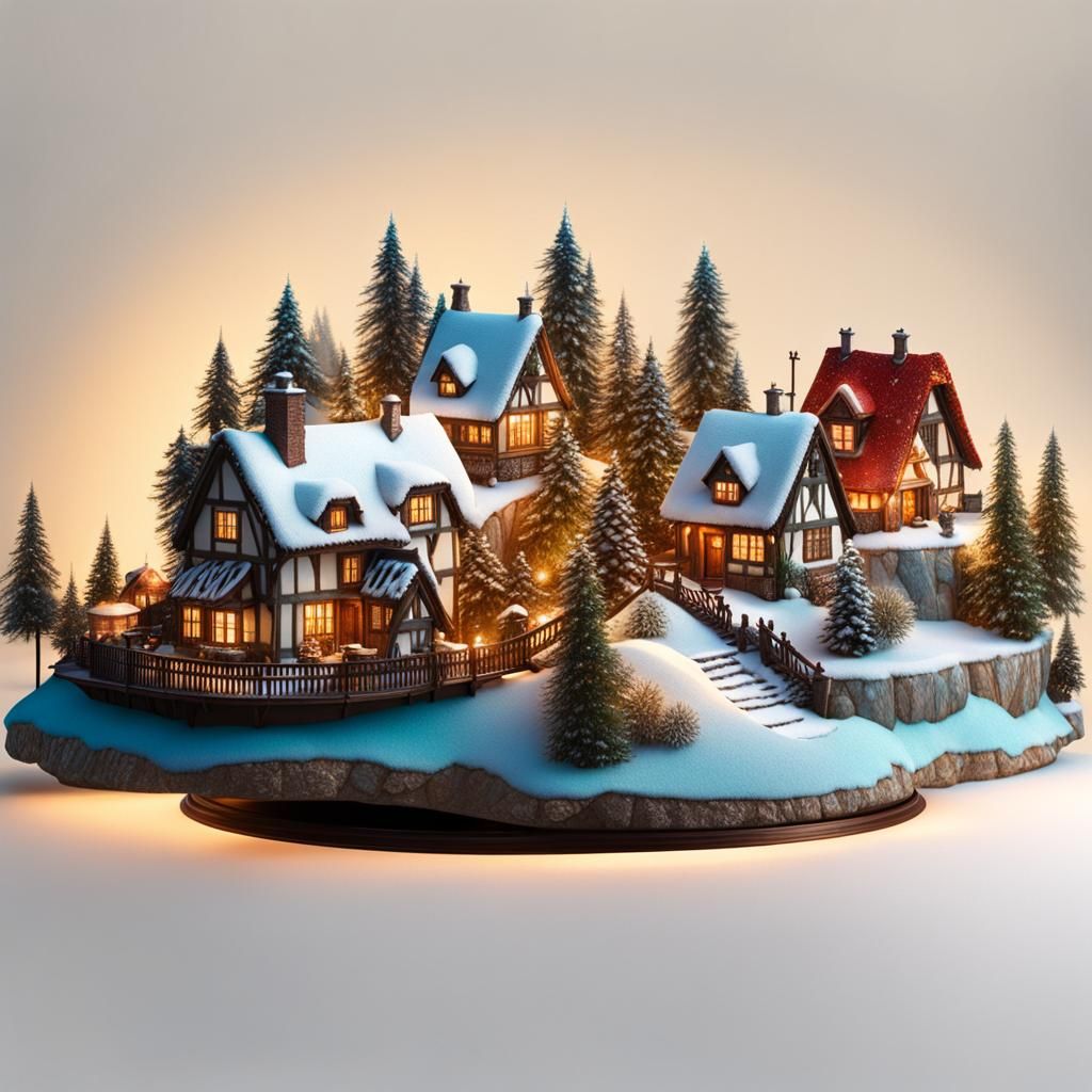 Miniature Snowy Village Masterpiece in a Christmas Ornament