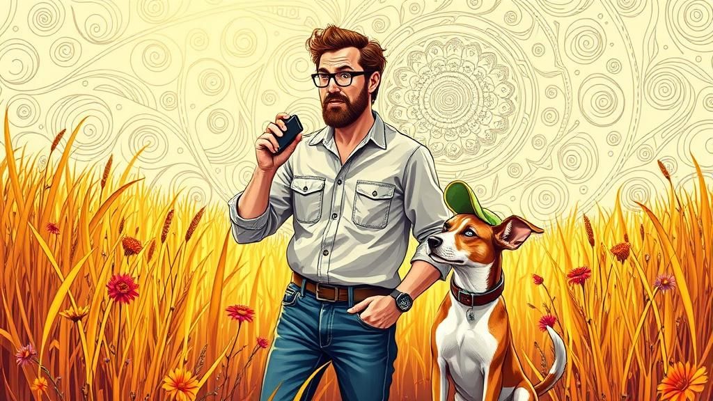 Adam Buxton Recording in Sunny Field, Psychedelic Art