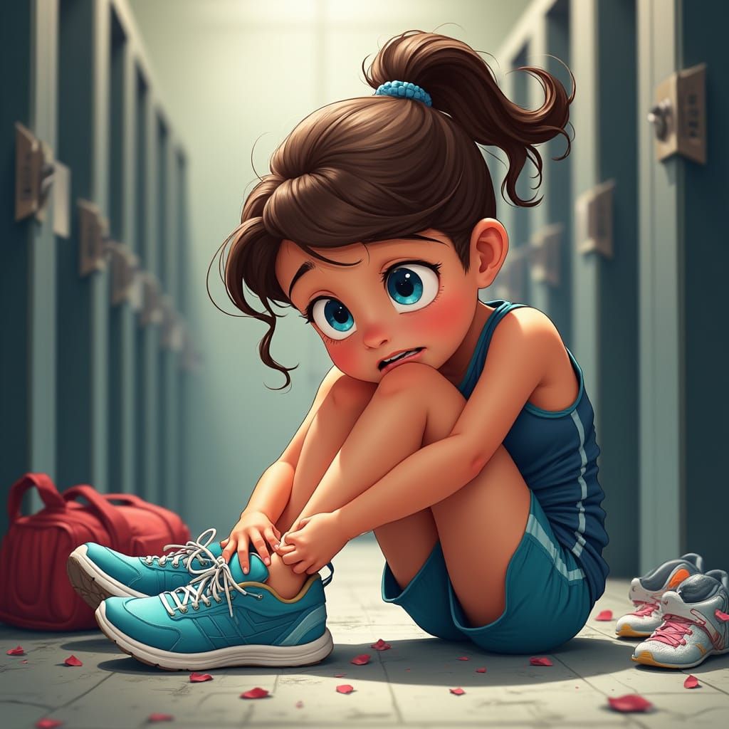 Girl with Ankle Injury in Expressive Digital Art