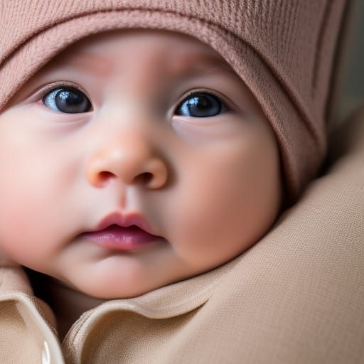 Hyperrealistic Baby Portrait with Bokeh Effect