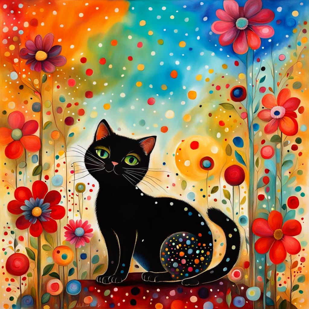 Sweet cat in polka dots