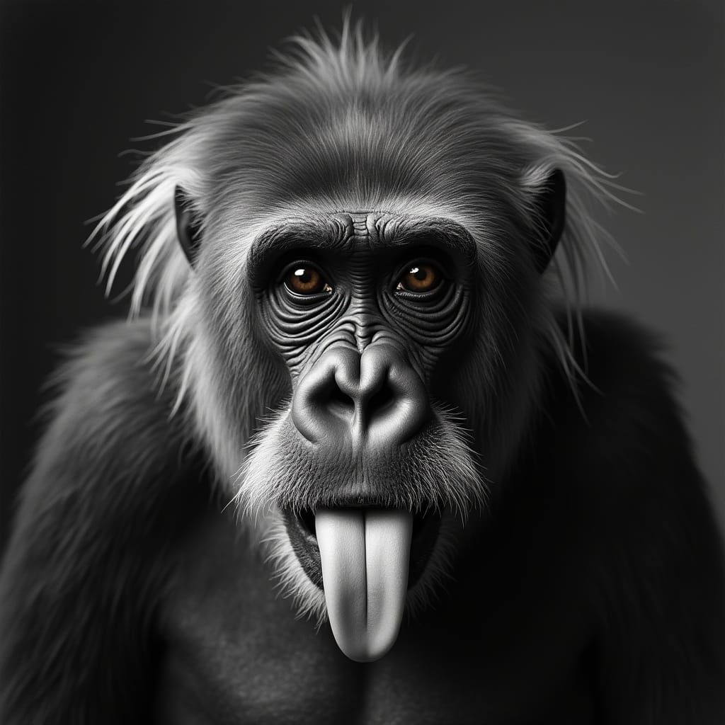 Old Gorilla Portrait in High-Contrast Black and White