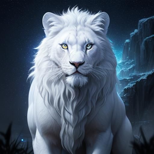 Majestic Lion Reflection: A Disney Animation Style Fantasy