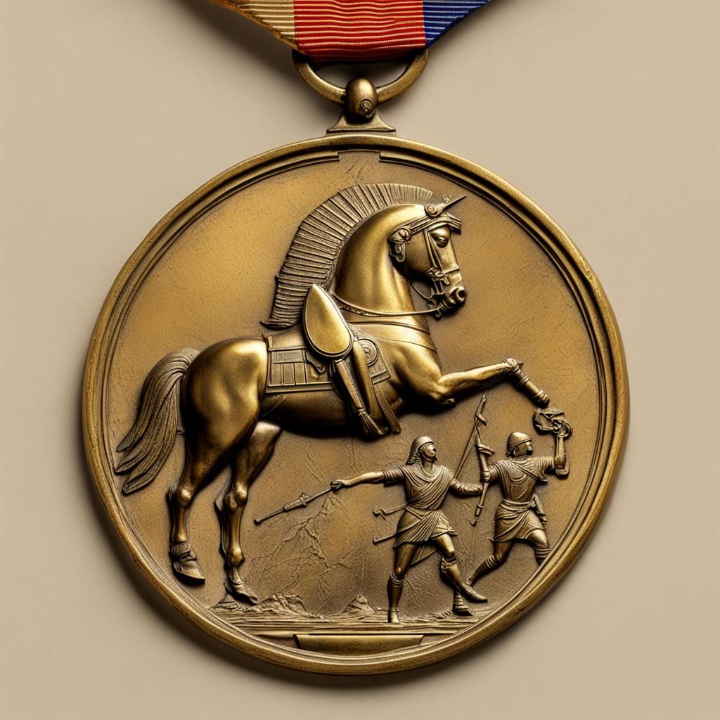Trojan War Victory Medal with Trojan Horse