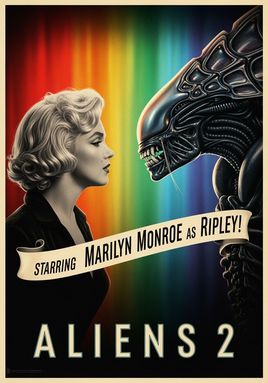 Marilyn Monroe as Ripley in 1950s Aliens Movie Poster
