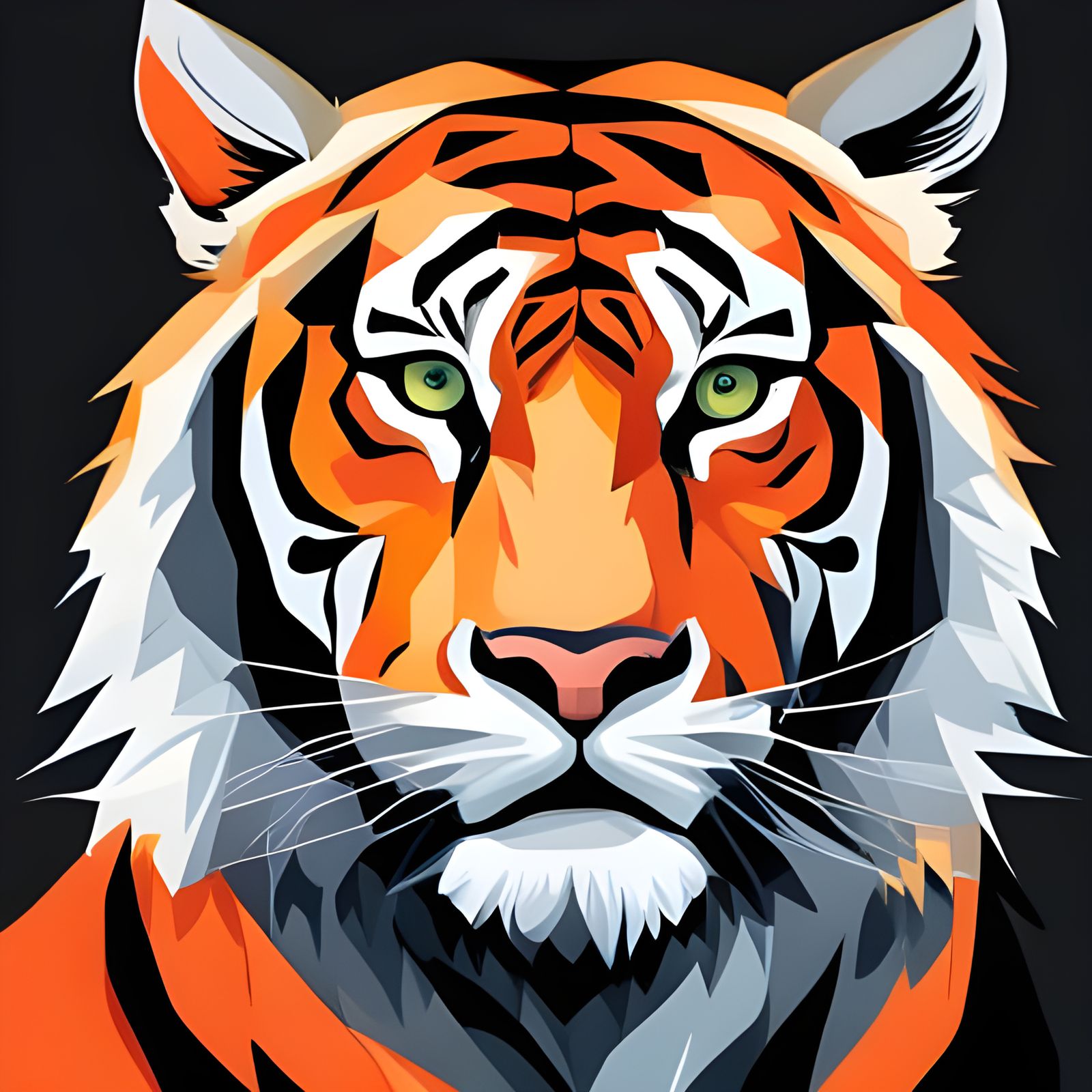 Surreal Tiger with Human Face Portrait