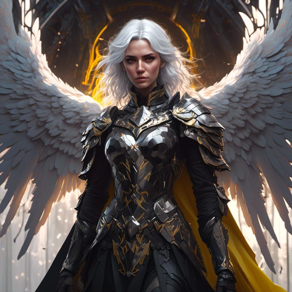 Winged Lightbringer Portrait in Hyperdetailed Style