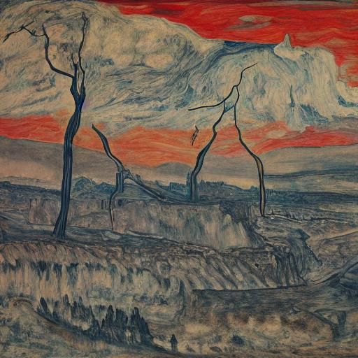 Apocalyptic Wasteland Shepherds in Expressionist Style