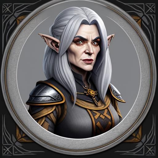 Evil Female Dwarf Professional with Silver Symbol