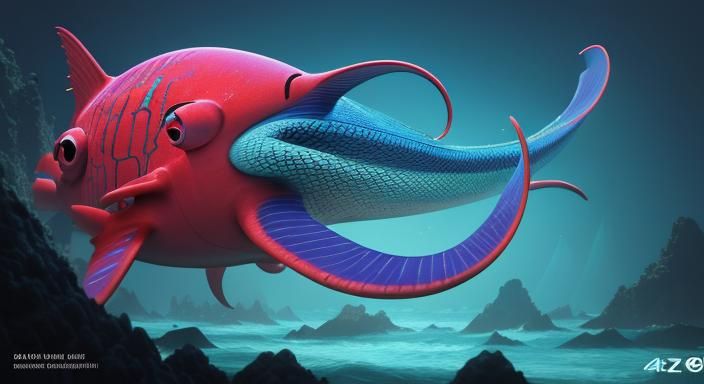 Colorful Ocean Squid: 3D Digital Art