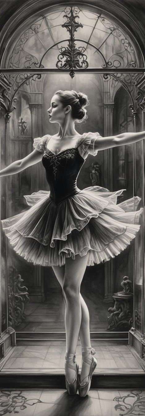 A ballerina in a tutu  dancing inside a glass box shes trapp...