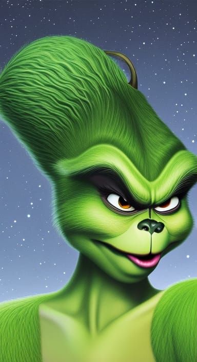 Grinch with Green Pompadour in Sci-Fi Setting