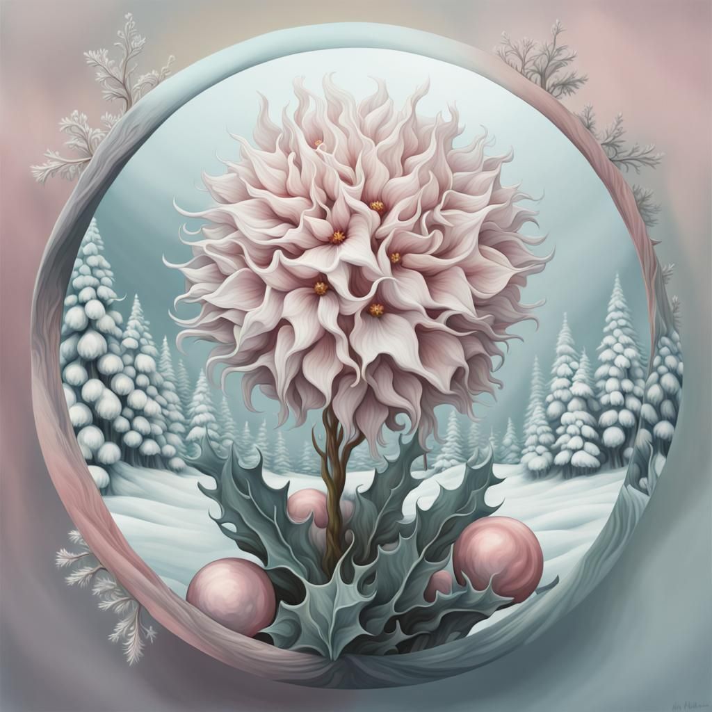 Surreal Winter Flowers in Hyporeality Digital Painting