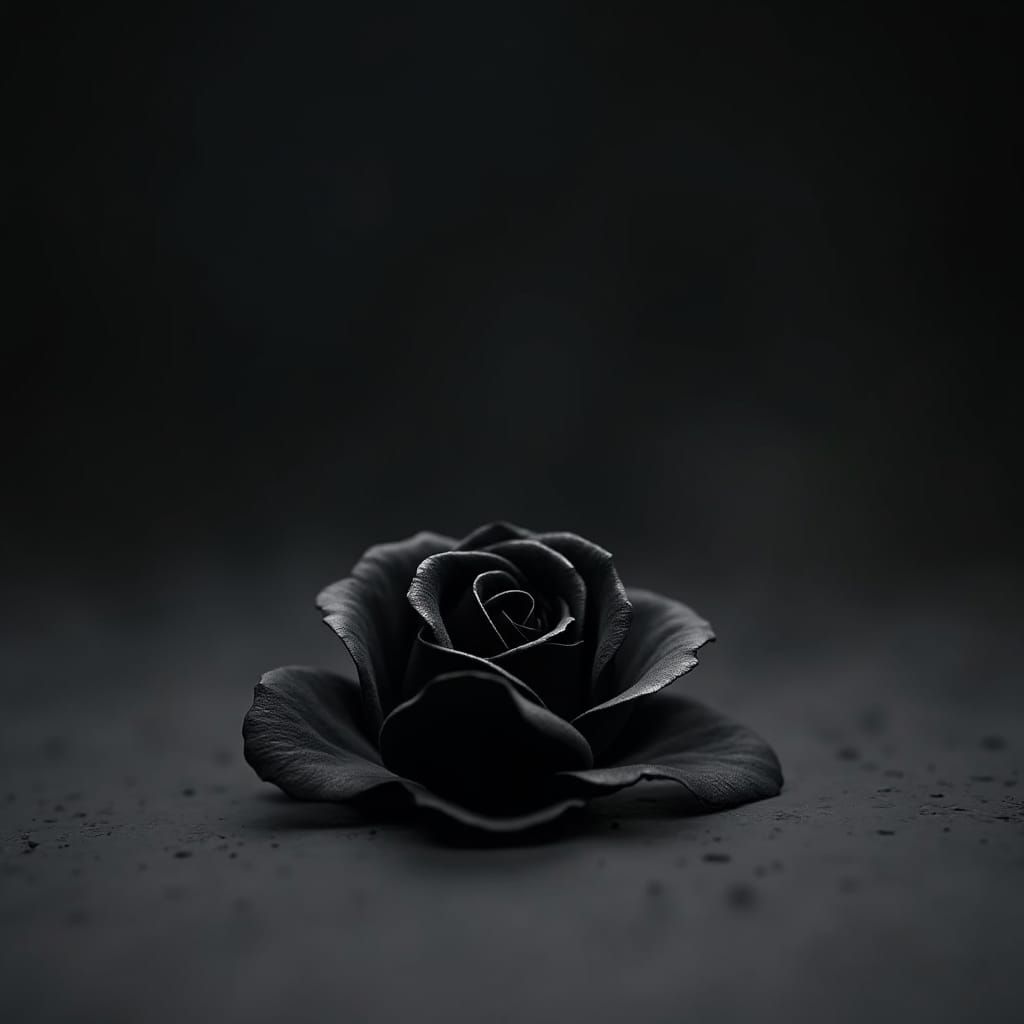 Minimalist Black Rose Scene in Detailed Matte Style