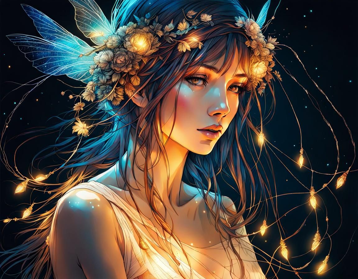 Fairy Lights in Detailed Line Art