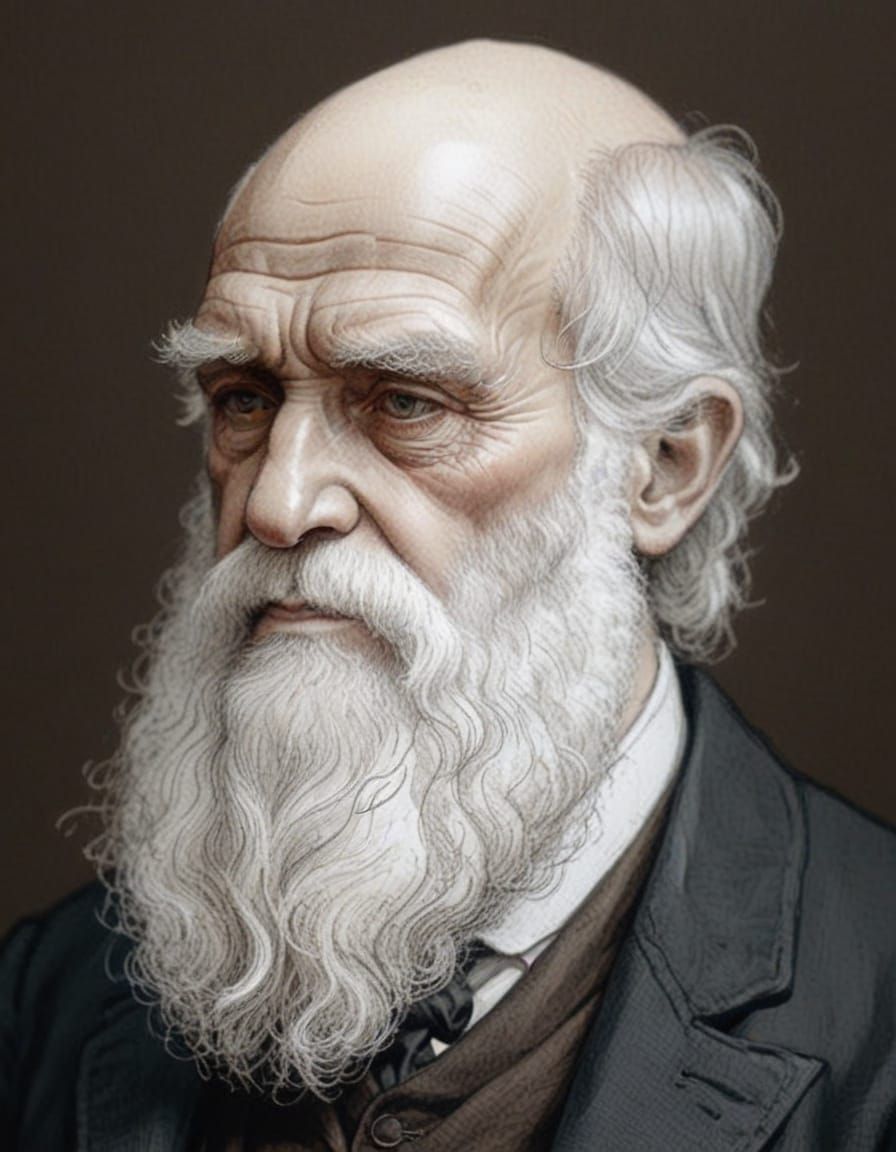 Charles Darwin Portrait in Comic Book Art Style