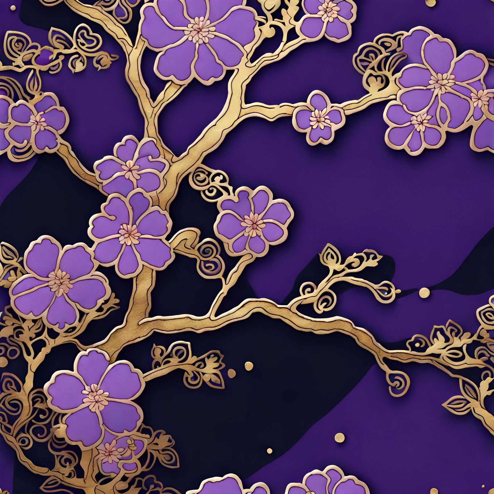 Batik "Spring. Sakura Tree"