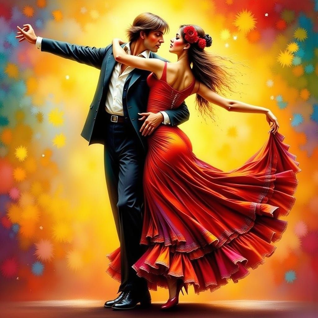 Passionate Flamenco Dancer Digital Painting