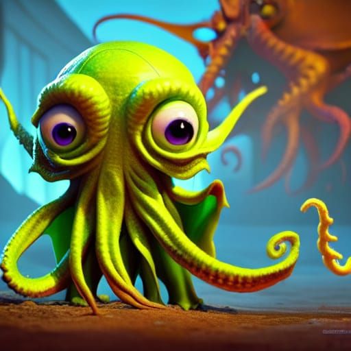 Cthulhu Learns to Make Friends: Pixar-Style 3D Art