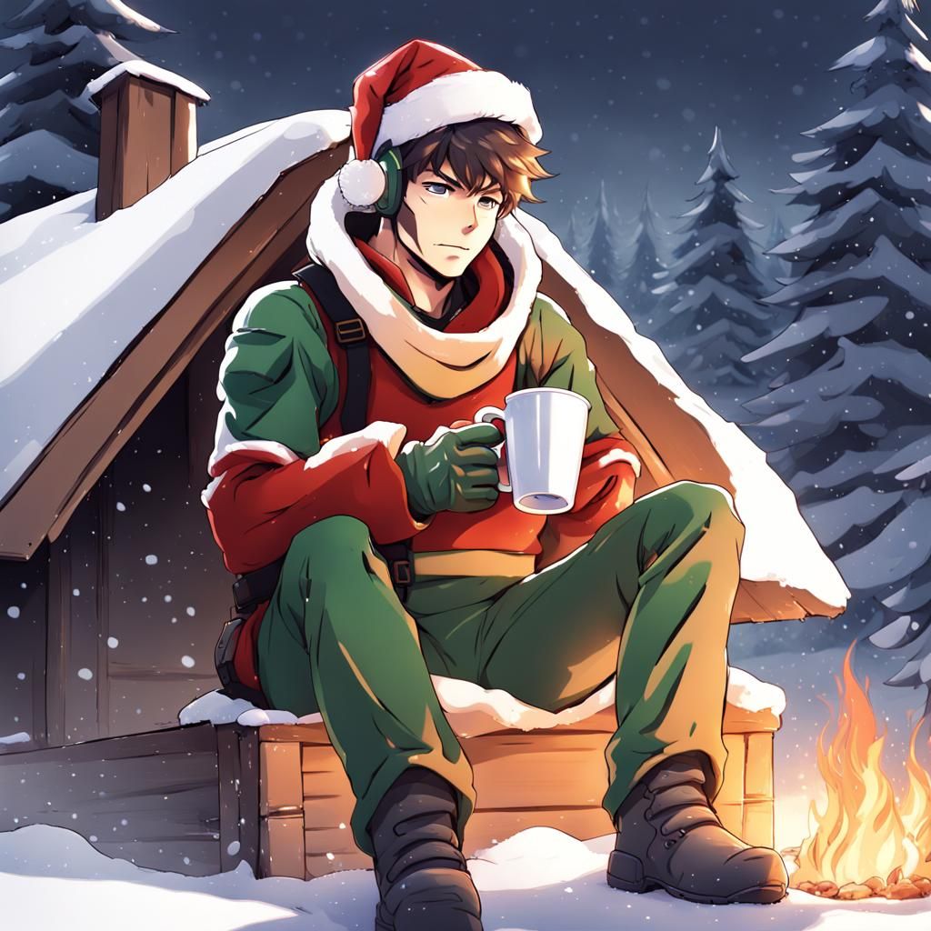 Festive Spartan Warrior in Anime Style