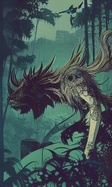 Cute Wildebeest Yakuza Character: Intricate Matte Painting