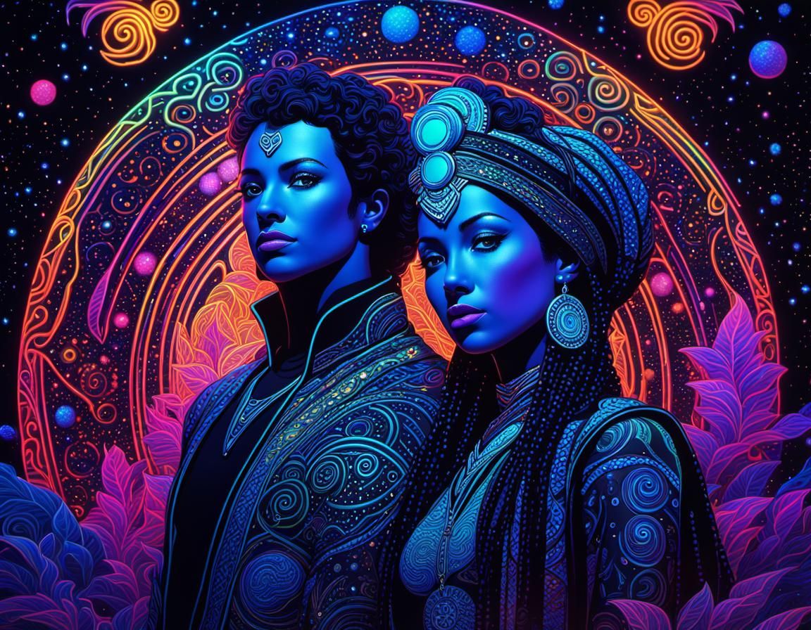 Avatar Scene in Pointillism, Inspired by Klimt