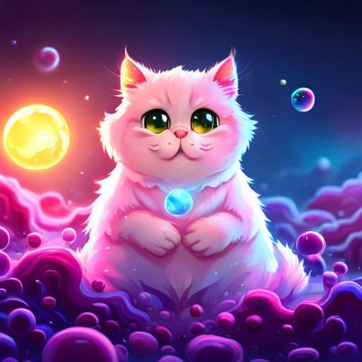 Colorful Bubble Cat in a Candy Art Style