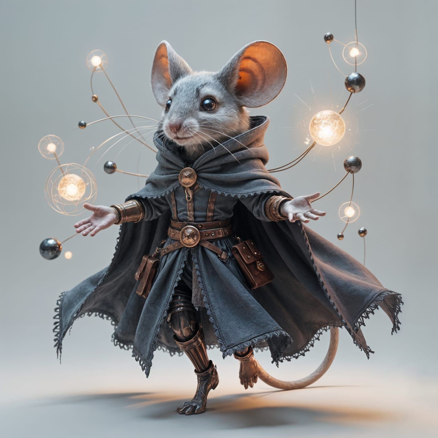 Abstract Metal Mouse Figure in Surreal 3D Rendering