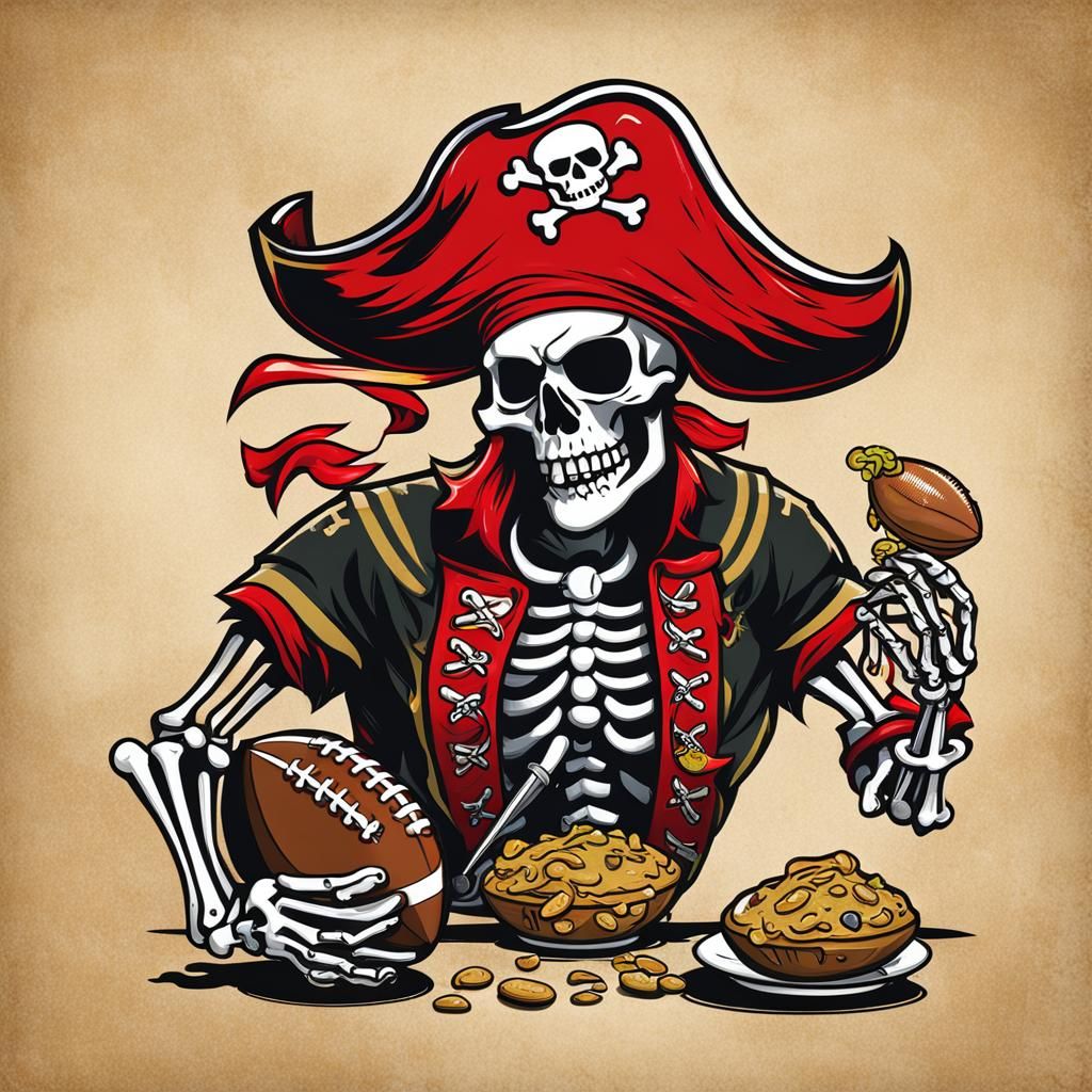 Buccaneers Pirate Skeleton Eats Saints Mascot