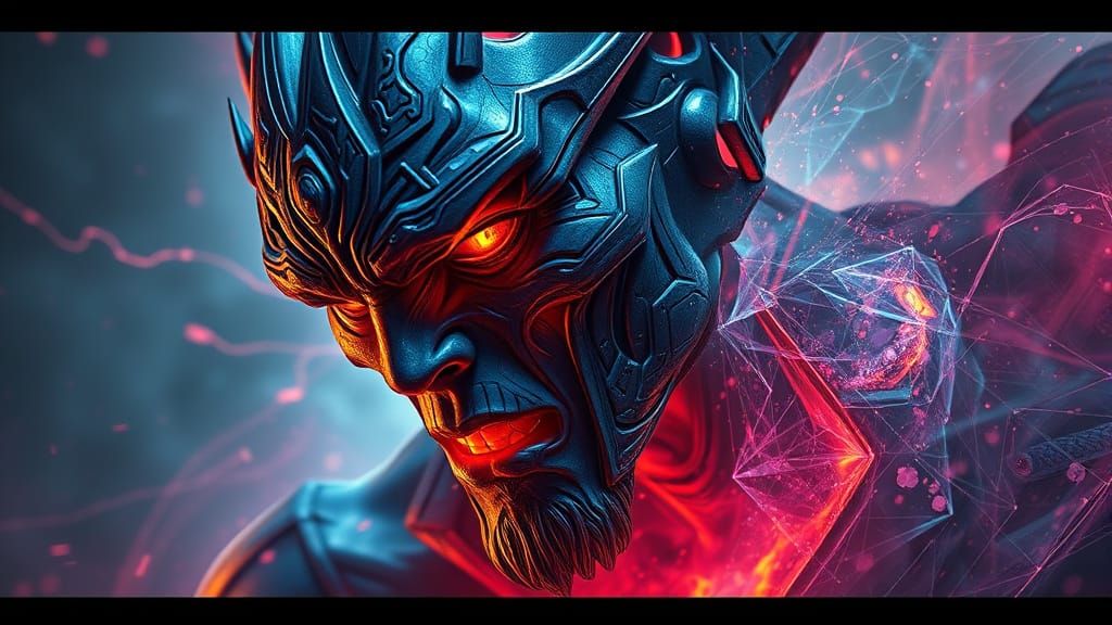 Hyperrealistic Vorticism Portrait in Triadic Colors